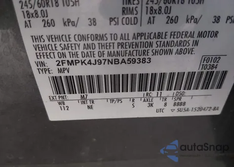 2022 Ford Edge Sel из США, поврежденный, VIN 2FMPK4J97NBA59383